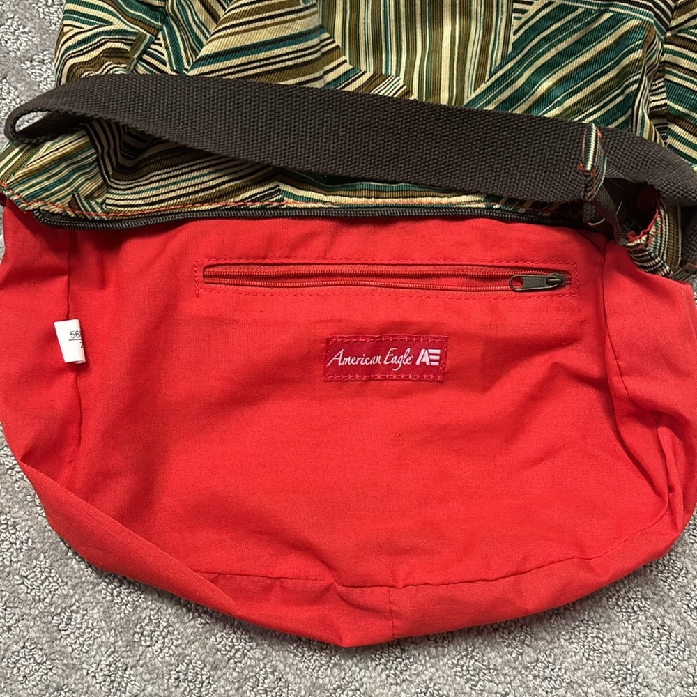 Y2k American Eagle Corduroy Striped Shoulder Bag View 3
